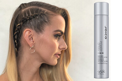 Models Braid on the Side with Power Spray Bottle
