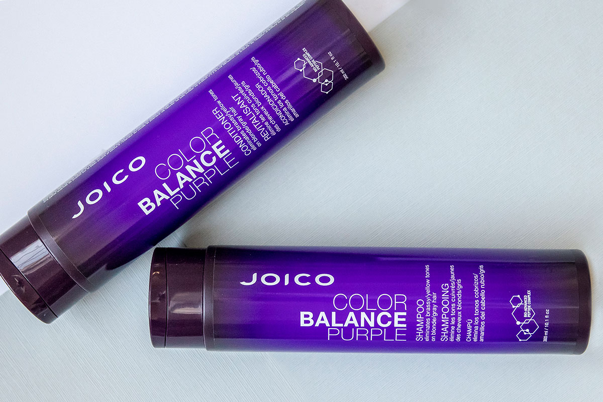 Color Balance Purple shampoo and conditioner bottles